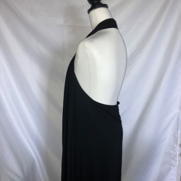 COVERI COLLECTION Black Lightweight Asymmetrical Backless Halter Maxi Vest - Picture 2 of 5